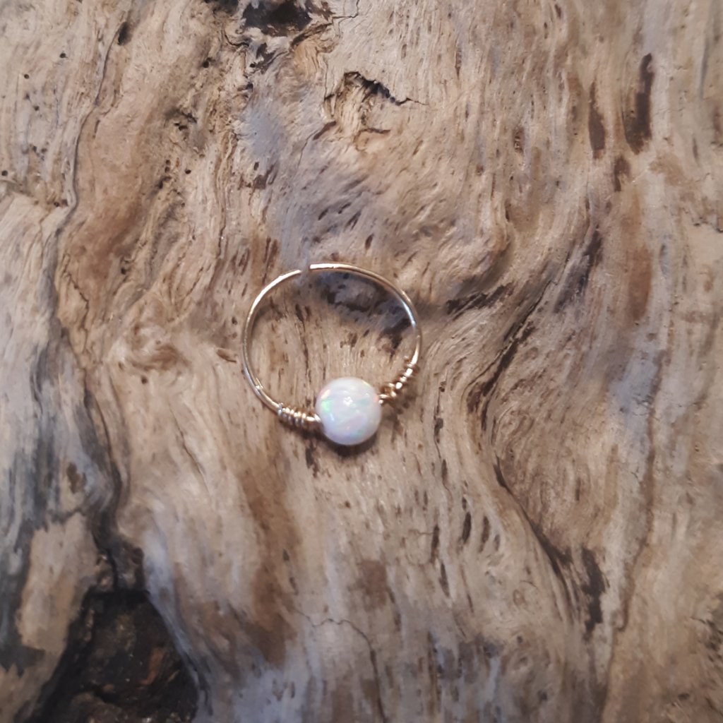 Gold Fire Opal Nose Septum Tragus Helix Ring